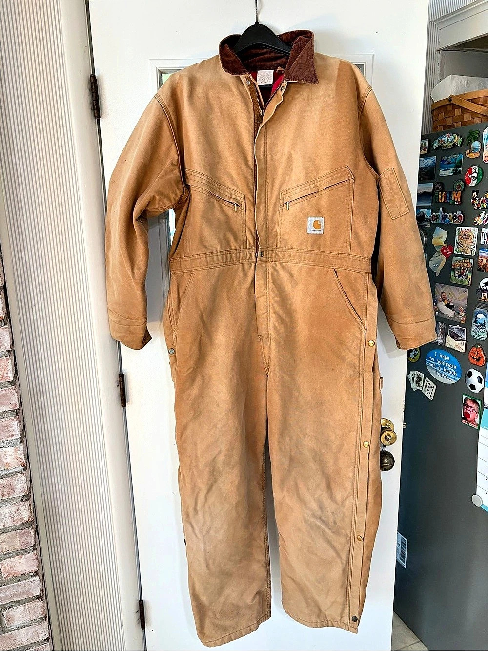 Men’s Carhartt SZ 46 S Tan Insulated Duck Canvas Full Body Coveralls